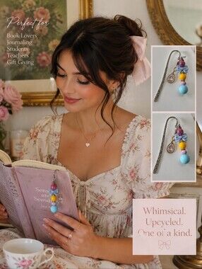 Ashley Cooper Upcycled Earring & Metallic Beaded Bookmark | Book Lover Gift